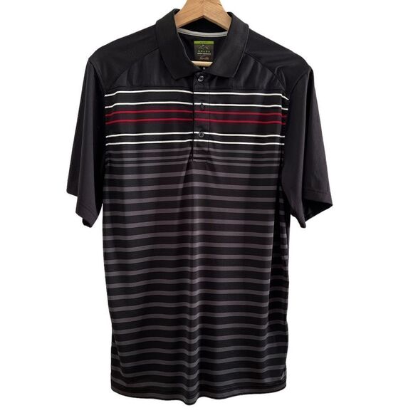 Greg Norman Shark Black Stripe Slim Golf Shirt Size M - Picture 1 of 10